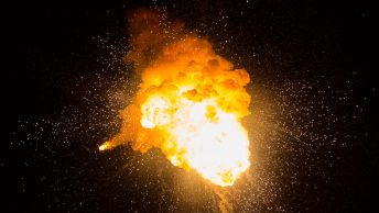 Fire ball against a dark background